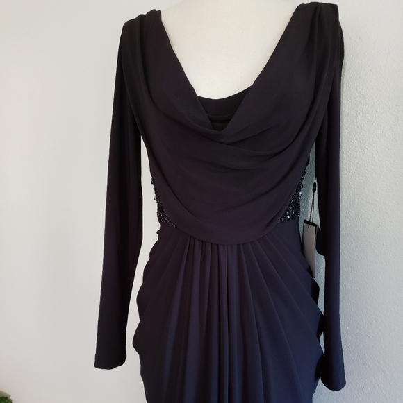 NEW Adrianna Papell Black Sequin Maxi Dress Tall Elegant Luxury Celeb Style - Picture 3 of 16